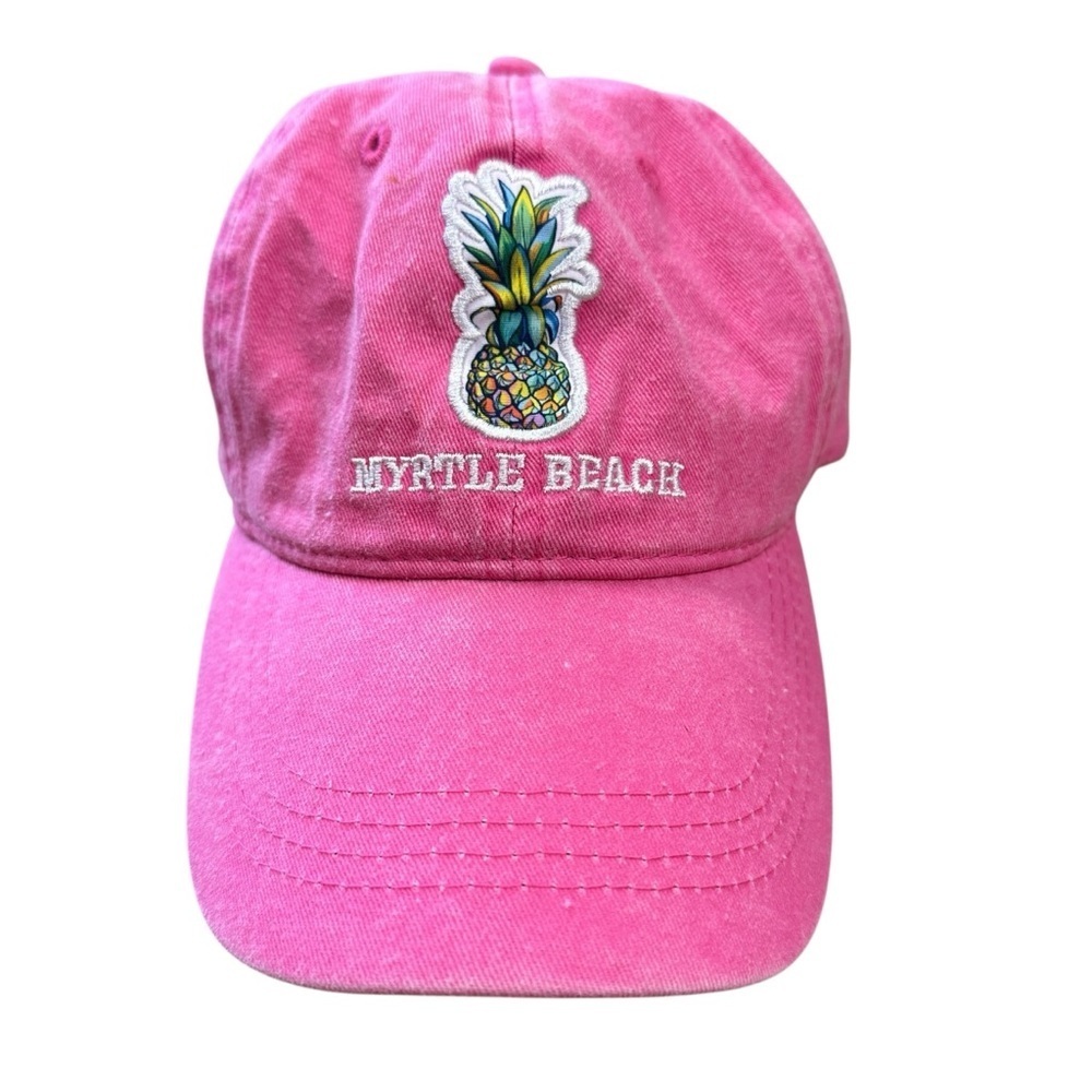 Women’s pink adjustable Myrtle Beach pineapple embroidered baseball cap hat